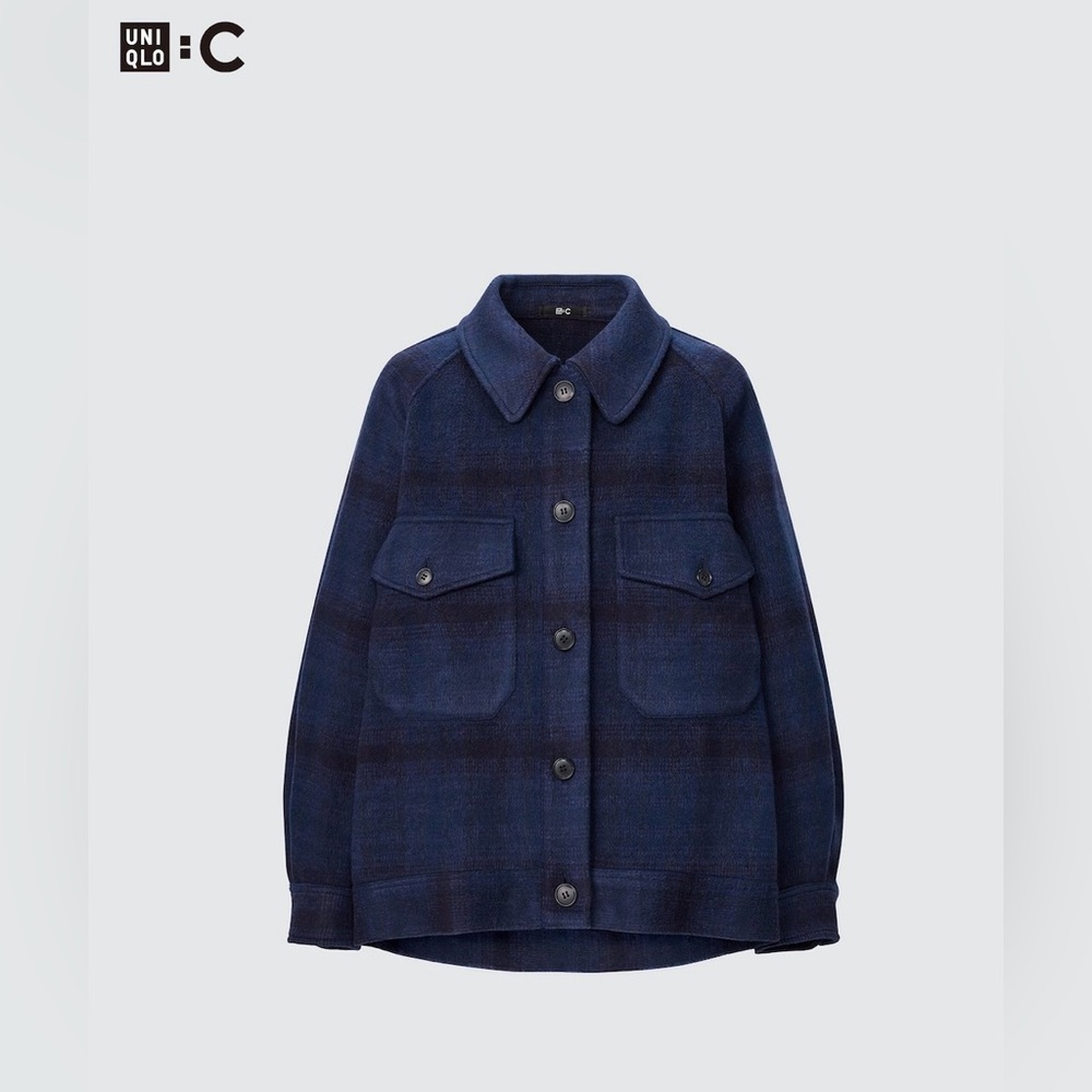 UNIGLO: C Oversized Checkered Jacket- Blue, Size XS